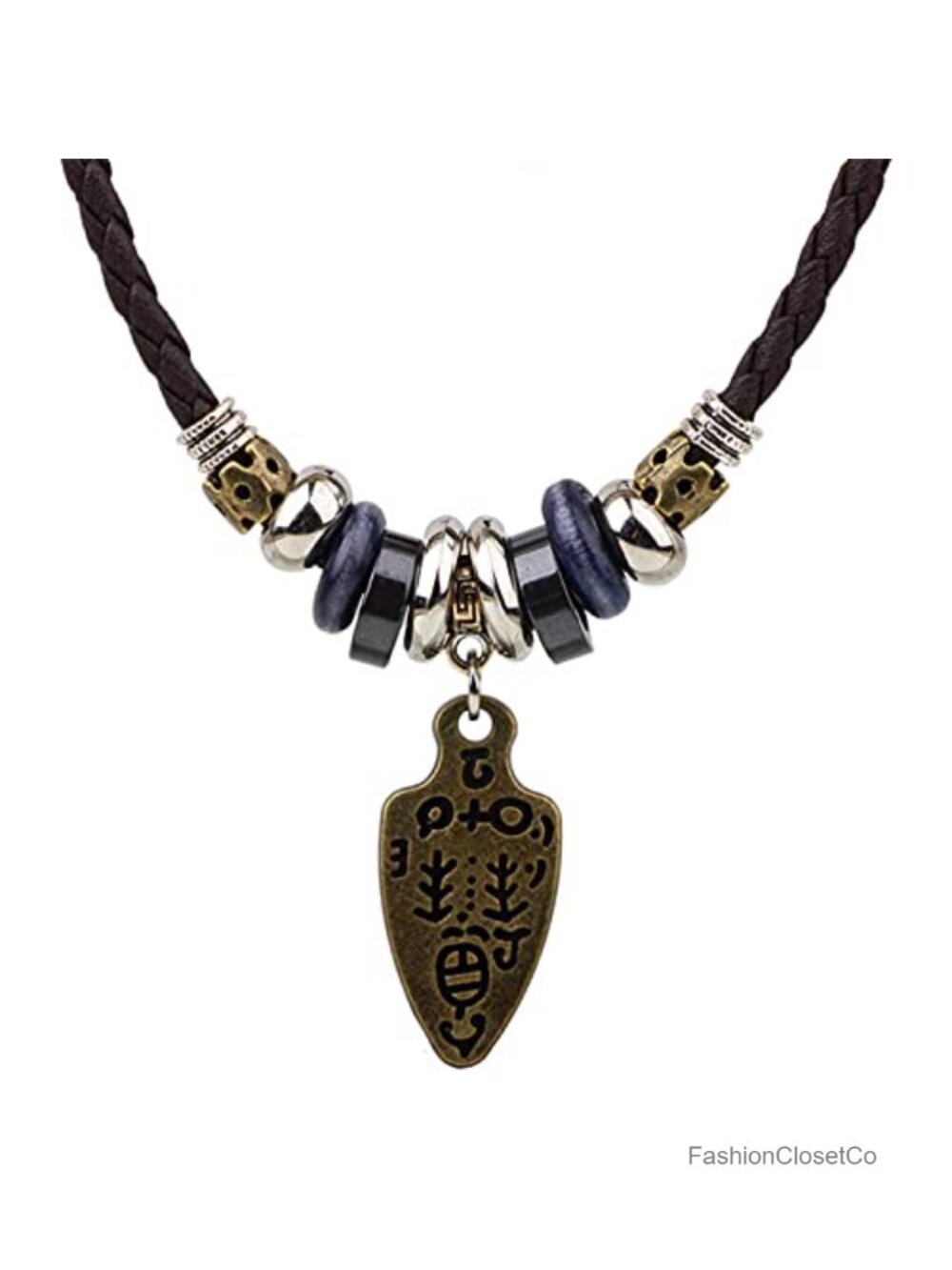 Bohemian Double Layers Leather Necklace Men Women Wood Beads Braided Hemp Cords